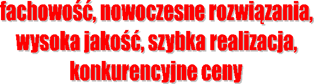 fachowo, nowoczesne rozwizania,
wysoka jako, szybka realizacja,
konkurencyjne ceny